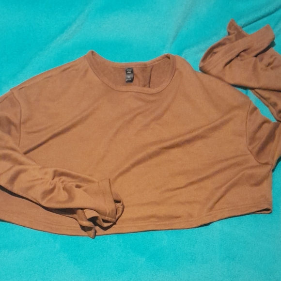 SHEIN Brown Cropped Sweatshirt Womens 2x - Picture 1 of 5